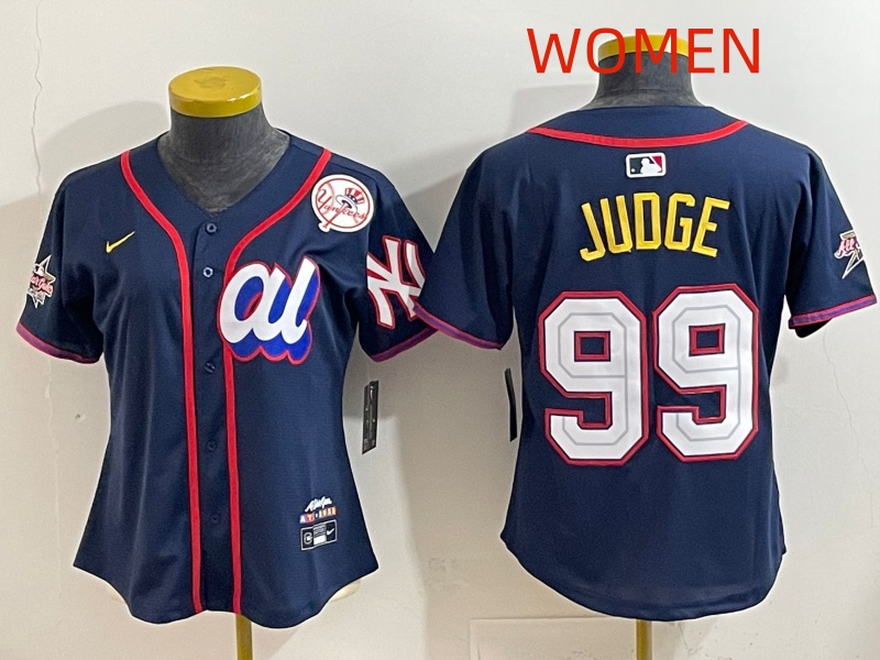 Women 2025 New York Yankees 99 Judge dark Blue All star Nike MLB Jersey style 003